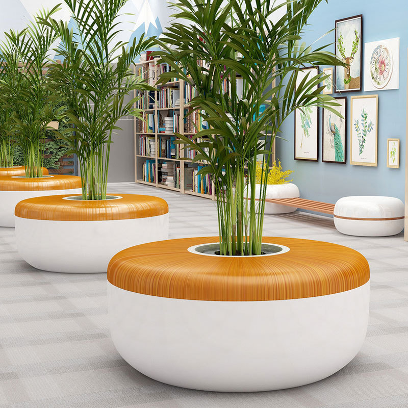 玻璃钢树池座椅创意商场休闲椅景观花盆公园种植户外园林坐凳定制