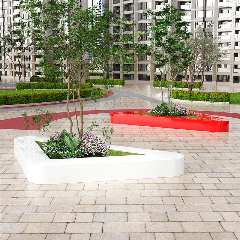 玻璃钢长条树池坐凳定制商场休闲创意座椅户外公园林异形花坛景观